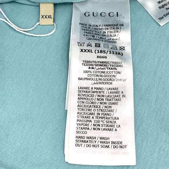 CW0697 Gucci Blue Graphic T-Shirt With Red Apple Design & Marilyn Monroe Quote C - Picture 7 of 8